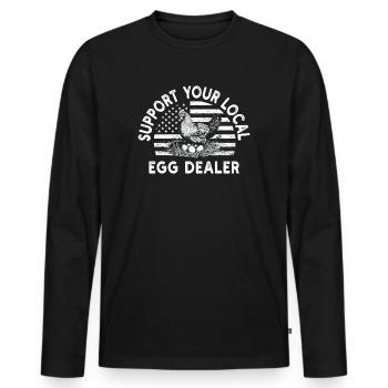 Lokaler Eierhändler American Flag Farmer - Männer Premium Bio Langarmshirt - Schwarz - Vorne - Nico (187cm)
