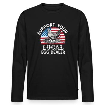 Lokaler Eierhändler American Flag Farmer - Männer Premium Bio Langarmshirt - Schwarz - Vorne - Nico (187cm)