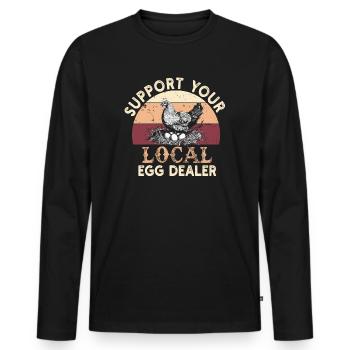 Lokaler Eierhändler Hühnerbesitzer Züchter - Männer Premium Bio Langarmshirt - Schwarz - Vorne - Nico (187cm)