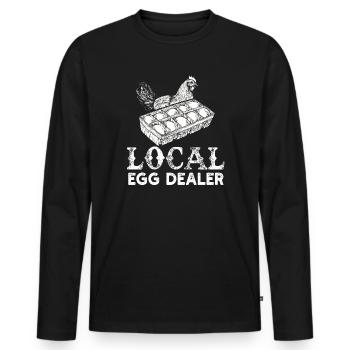 Lokaler Eierhändler Hühnerbesitzer Züchter - Männer Premium Bio Langarmshirt - Schwarz - Vorne - Nico (187cm)
