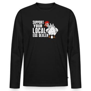Lokaler Eierhändler Hühnerbesitzer Züchter - Männer Premium Bio Langarmshirt - Schwarz - Vorne - Nico (187cm)