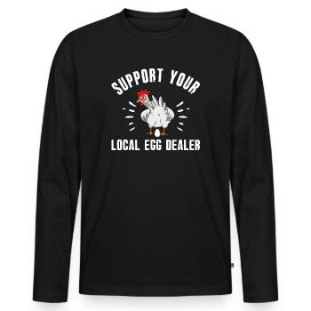 Lokaler Eierhändler Hühnerbesitzer Züchter - Männer Premium Bio Langarmshirt - Schwarz - Vorne - Nico (187cm)
