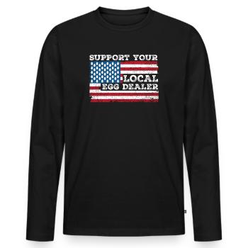Lokaler Eierhändler American Flag Farmer - Männer Premium Bio Langarmshirt - Schwarz - Vorne - Nico (187cm)
