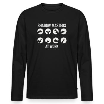 Maîtres de l’ombre au travail Marionnettes d’ombres - T-shirt manches longues Premium bio Homme - noir - Devant - Nico (187cm)