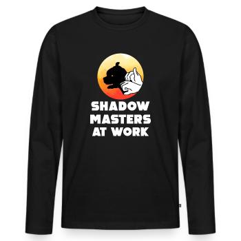 Maîtres de l’ombre au travail Marionnettes d’ombres - T-shirt manches longues Premium bio Homme - noir - Devant - Nico (187cm)