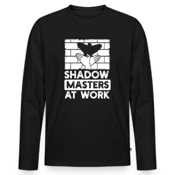 Maîtres de l’ombre au travail Marionnettes d’ombres - T-shirt manches longues Premium bio Homme - noir - Devant - Nico (187cm)