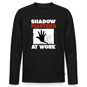 Maîtres de l’ombre au travail Marionnettes d’ombres - T-shirt manches longues Premium bio Homme - noir - Devant - Nico (187cm)