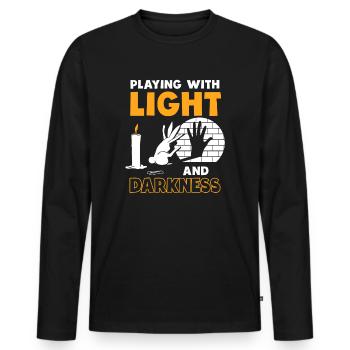 Shadow Puppetry Puppet Show Shadow Play - Men's Premium Organic Long Sleeve Shirt - black - Front - Nico (187cm)
