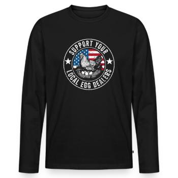 Lokaler Eierhändler American Flag Farmer - Männer Premium Bio Langarmshirt - Schwarz - Vorne - Nico (187cm)