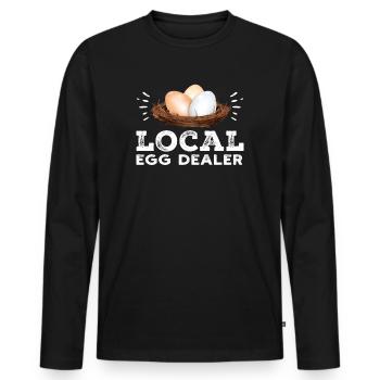 Lokaler Eierhändler Hühnerbesitzer Züchter - Männer Premium Bio Langarmshirt - Schwarz - Vorne - Nico (187cm)