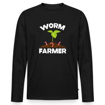 ver fermier vermicompost mignon hommes femmes - T-shirt manches longues Premium bio Homme - noir - Devant - Nico (187cm)