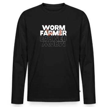 ver fermier vermicompost mignon hommes femmes - T-shirt manches longues Premium bio Homme - noir - Devant - Nico (187cm)