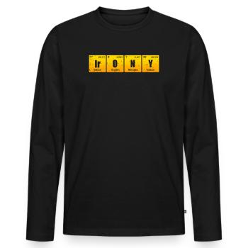 Éléments primaires de l’humour Science Ironie - T-shirt manches longues Premium bio Homme - noir - Devant - Nico (187cm)