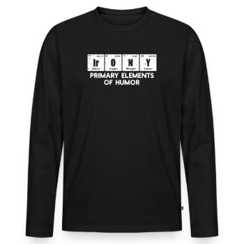 Éléments primaires de l’humour Science Ironie - T-shirt manches longues Premium bio Homme - noir - Devant - Nico (187cm)
