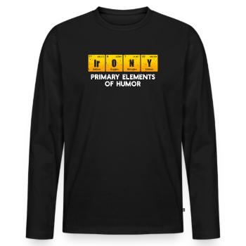 Éléments primaires de l’humour Science Ironie - T-shirt manches longues Premium bio Homme - noir - Devant - Nico (187cm)