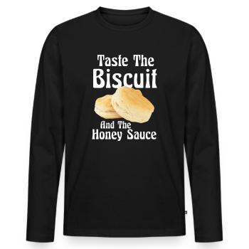Taste The Biscuit Taste The Goodness - Men's Premium Organic Long Sleeve Shirt - black - Front - Nico (187cm)