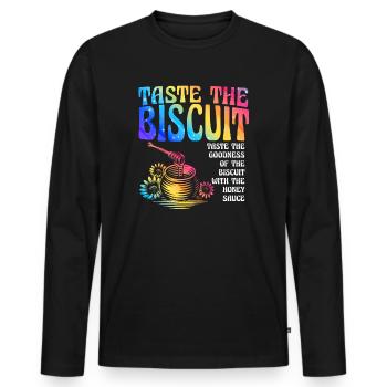 Taste The Biscuit Taste The Goodness - Men's Premium Organic Long Sleeve Shirt - black - Front - Nico (187cm)