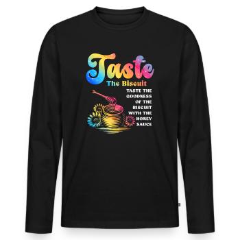 Taste The Biscuit Taste The Goodness - Men's Premium Organic Long Sleeve Shirt - black - Front - Nico (187cm)