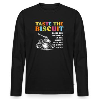 Taste The Biscuit Taste The Goodness - Men's Premium Organic Long Sleeve Shirt - black - Front - Nico (187cm)