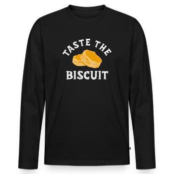 Taste The Biscuit Taste The Goodness - Men's Premium Organic Long Sleeve Shirt - black - Front - Nico (187cm)