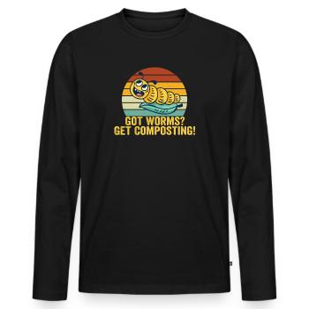 ver fermier vermicompost mignon hommes femmes - T-shirt manches longues Premium bio Homme - noir - Devant - Nico (187cm)