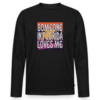 Jemand in Florida liebt mich - Männer Premium Bio Langarmshirt - Schwarz - Vorne - Nico (187cm)