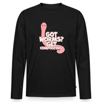 Wurmfarmer Wurmkompost Niedliche Männer Frauen - Männer Premium Bio Langarmshirt - Schwarz - Vorne - Nico (187cm)