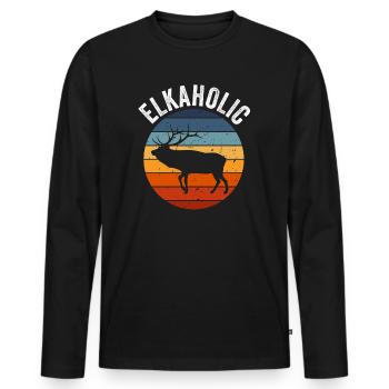 Elchjagd Elkaholische Jäger - Männer Premium Bio Langarmshirt - Schwarz - Vorne - Nico (187cm)
