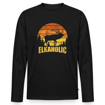 Elchjagd Elkaholische Jäger - Männer Premium Bio Langarmshirt - Schwarz - Vorne - Nico (187cm)