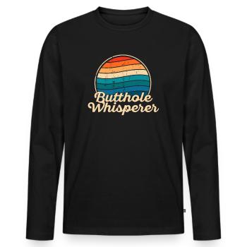 Butthole Whisperer - Men's Premium Organic Long Sleeve Shirt - black - Front - Nico (187cm)