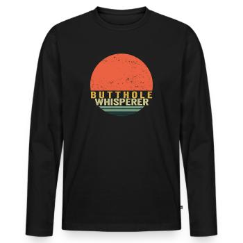 Butthole Whisperer - Men's Premium Organic Long Sleeve Shirt - black - Front - Nico (187cm)