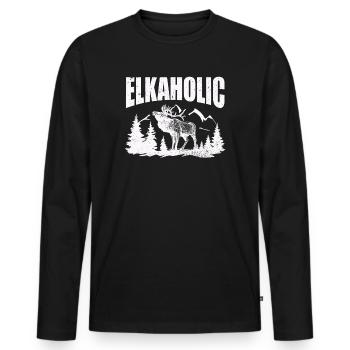 Elchjagd Elkaholische Jäger - Männer Premium Bio Langarmshirt - Schwarz - Vorne - Nico (187cm)