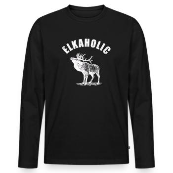 Elchjagd Elkaholische Jäger - Männer Premium Bio Langarmshirt - Schwarz - Vorne - Nico (187cm)