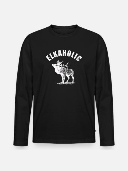 Elchjagd Elkaholische Jäger - Männer Premium Bio Langarmshirt - Schwarz
