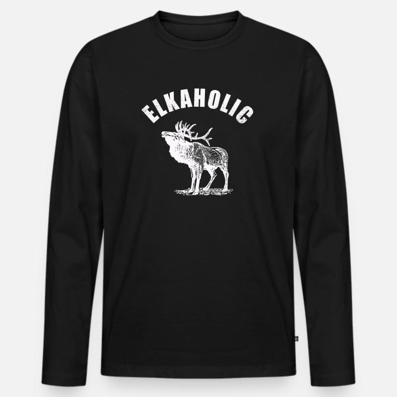 Elchjagd Elkaholische Jäger - Männer Premium Bio Langarmshirt - Schwarz