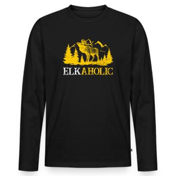 Elchjagd Elkaholische Jäger - Männer Premium Bio Langarmshirt - Schwarz - Vorne - Nico (187cm)