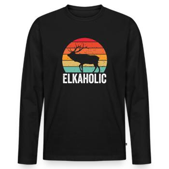 Elchjagd Elkaholische Jäger - Männer Premium Bio Langarmshirt - Schwarz - Vorne - Nico (187cm)