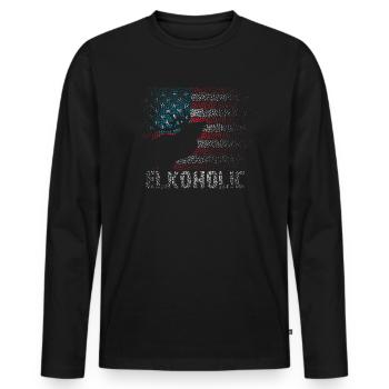 Elchjagd Elkaholische Jäger - Männer Premium Bio Langarmshirt - Schwarz - Vorne - Nico (187cm)