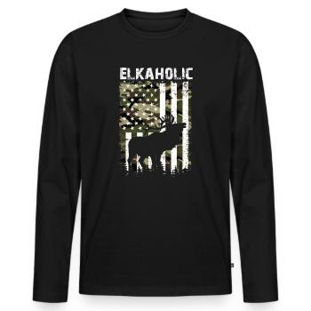 Elchjagd Elkaholische Jäger - Männer Premium Bio Langarmshirt - Schwarz - Vorne - Nico (187cm)