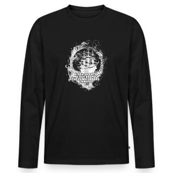 Sailor Meme Pirate Ship Ocean Sailing - Men's Premium Organic Long Sleeve Shirt - black - Front - Nico (187cm)