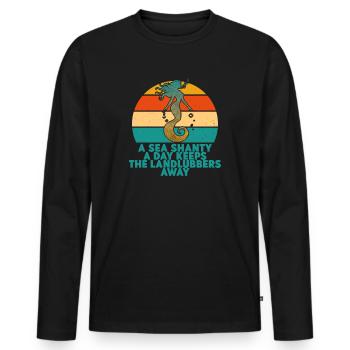marin meme bateau pirate navigation océanique - T-shirt manches longues Premium bio Homme - noir - Devant - Nico (187cm)