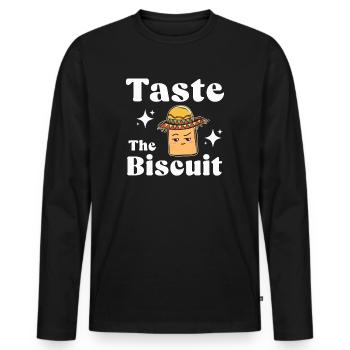 Taste The Biscuit Taste The Goodness - Men's Premium Organic Long Sleeve Shirt - black - Front - Nico (187cm)