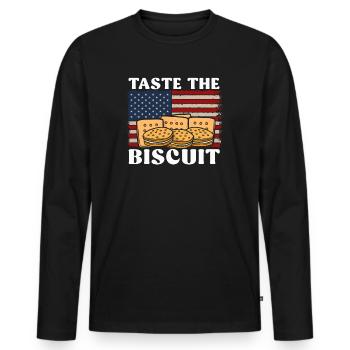 Taste The Biscuit Taste The Goodness - Men's Premium Organic Long Sleeve Shirt - black - Front - Nico (187cm)