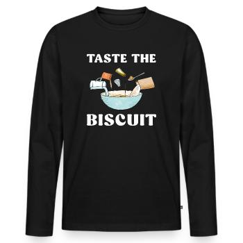 Taste The Biscuit Taste The Goodness - Men's Premium Organic Long Sleeve Shirt - black - Front - Nico (187cm)