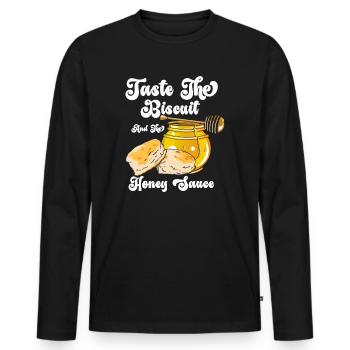 Taste The Biscuit Taste The Goodness - Men's Premium Organic Long Sleeve Shirt - black - Front - Nico (187cm)
