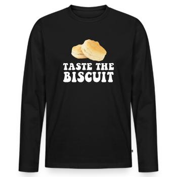 Taste The Biscuit Taste The Goodness - Men's Premium Organic Long Sleeve Shirt - black - Front - Nico (187cm)