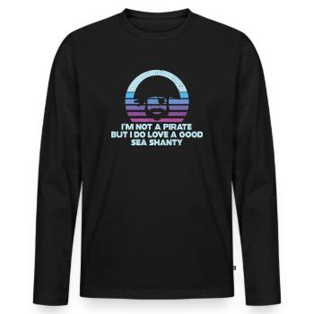 marin meme bateau pirate navigation océanique - T-shirt manches longues Premium bio Homme - noir - Devant - Nico (187cm)