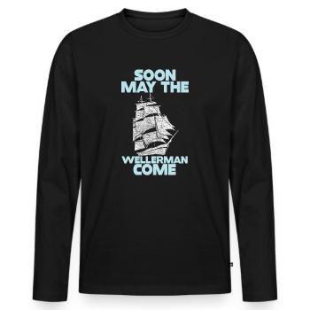 marin meme bateau pirate navigation océanique - T-shirt manches longues Premium bio Homme - noir - Devant - Nico (187cm)