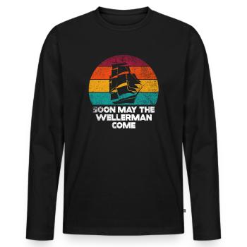 marin meme bateau pirate navigation océanique - T-shirt manches longues Premium bio Homme - noir - Devant - Nico (187cm)