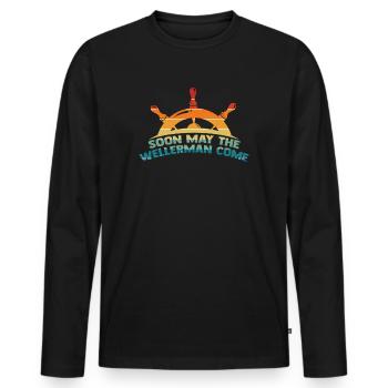marin meme bateau pirate navigation océanique - T-shirt manches longues Premium bio Homme - noir - Devant - Nico (187cm)